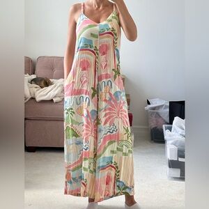 Label of love tropical floral Multicolor jumpsuit with pockets small vacation